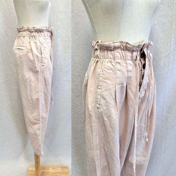 Free People Margate in Misty Rose pleated paperbag trouser Small - Picture 3 of 13